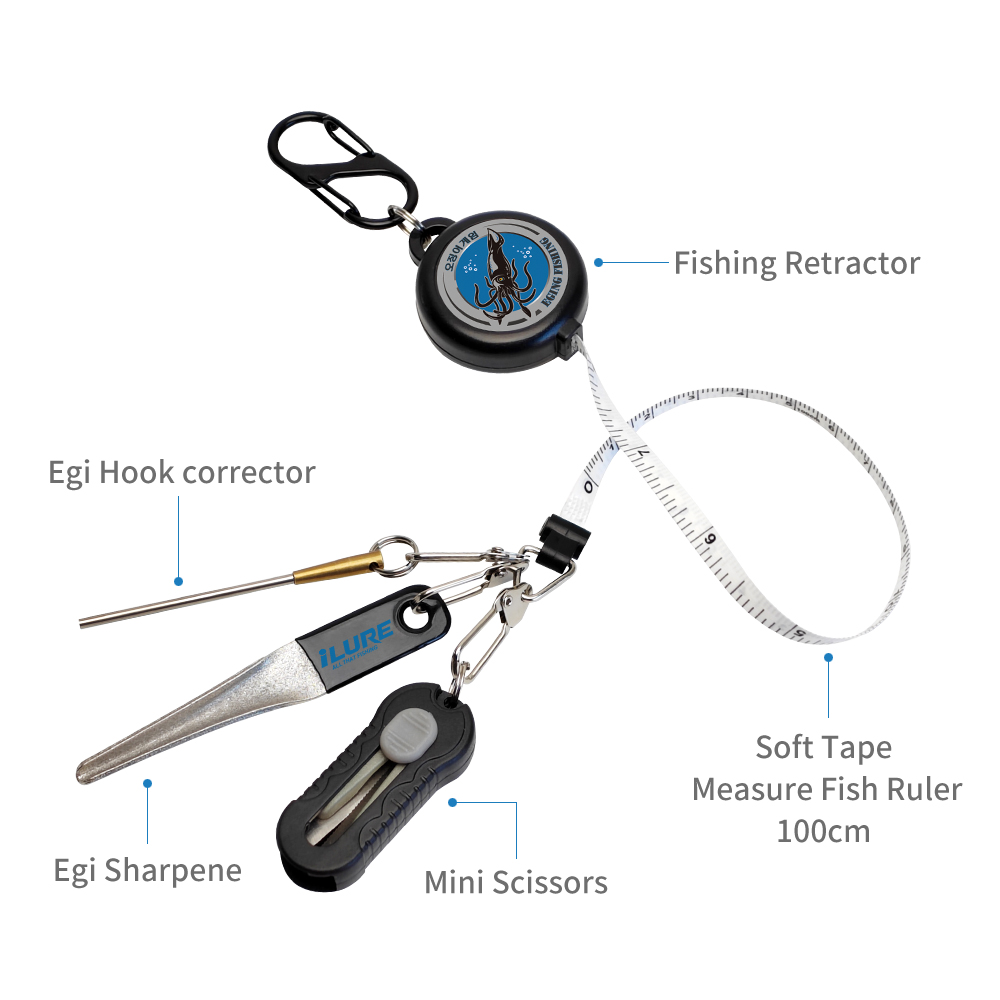 4in1 エギ釣りキット リトラクター 100cm テープメ - Fishing Line Dispenser のレビューと価格